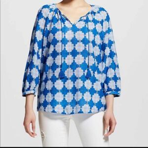 MERONA Women's LARGE Printed Peasant Top